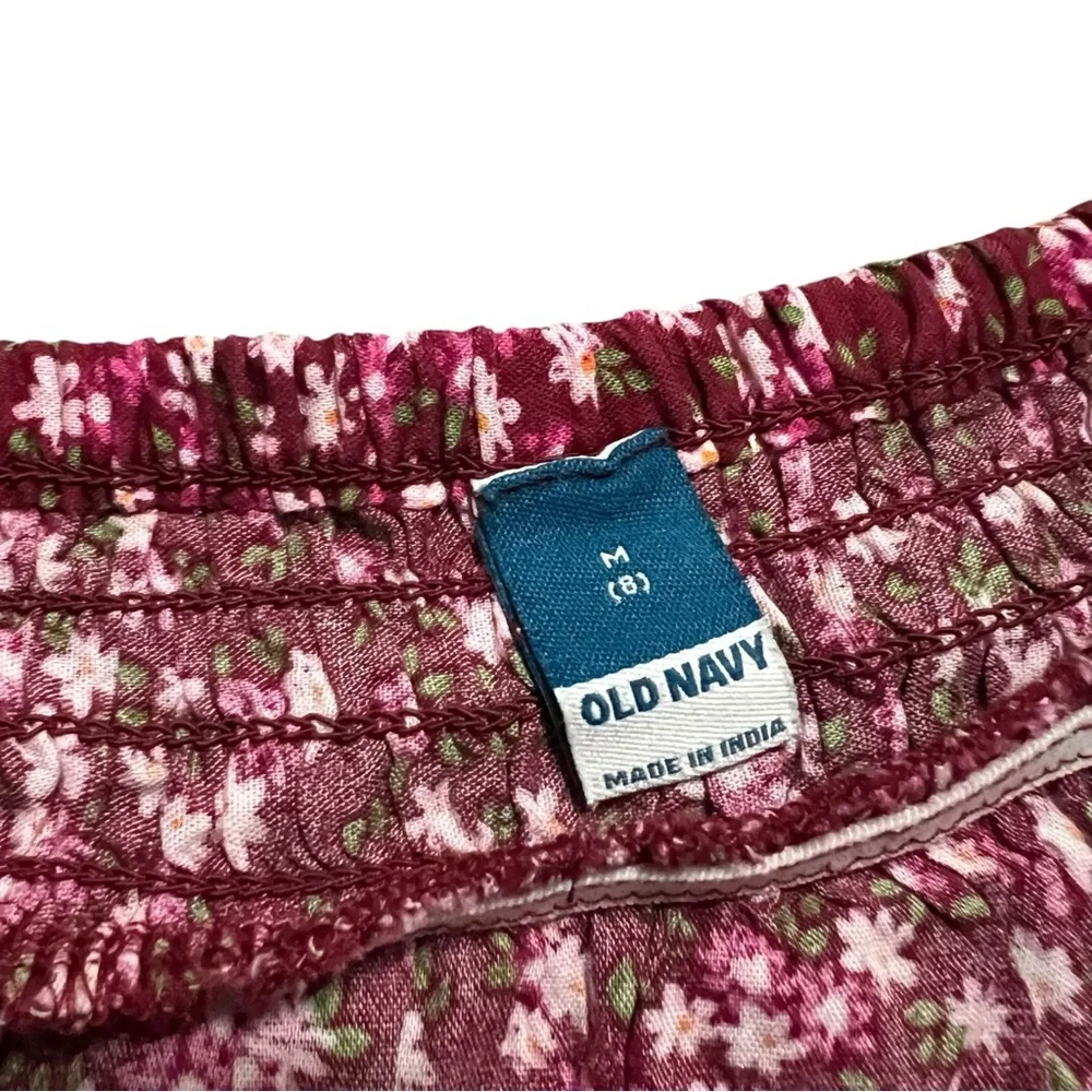 NEW Old Navy M (8) Burgundy Ditsy Floral Tiered Skirt